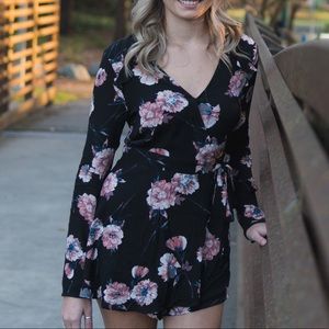 Black floral romper